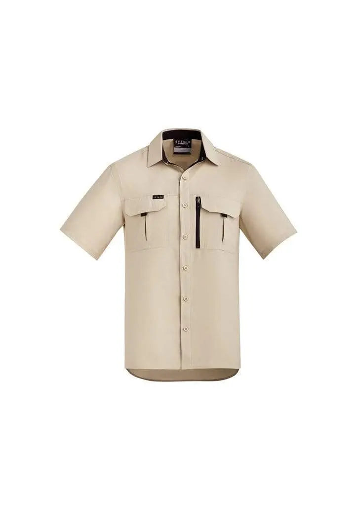 SYZMIK Men's Outdoor Short Sleeve Shirt ZW465 Work Wear Syzmik Sand 7XL